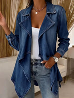 Women's Collared Long-sleeved Casual Loose Denim Cardigan