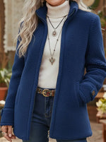 Casual Stand-collar Zip-up Teddy Fleece Jacket