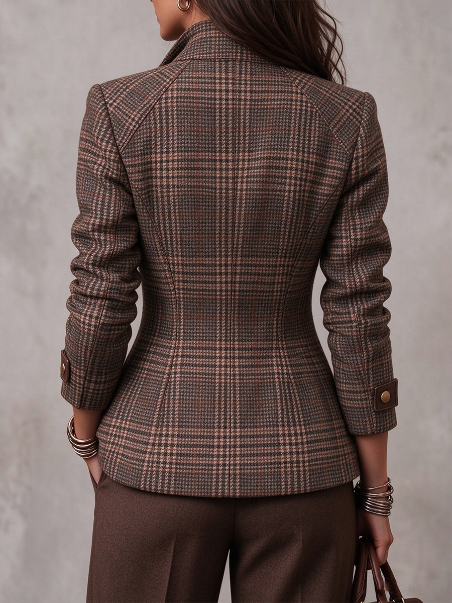 Giacca classica con zip frontale scozzese sartoriale in misto lana