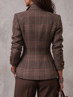 Giacca classica con zip frontale scozzese sartoriale in misto lana