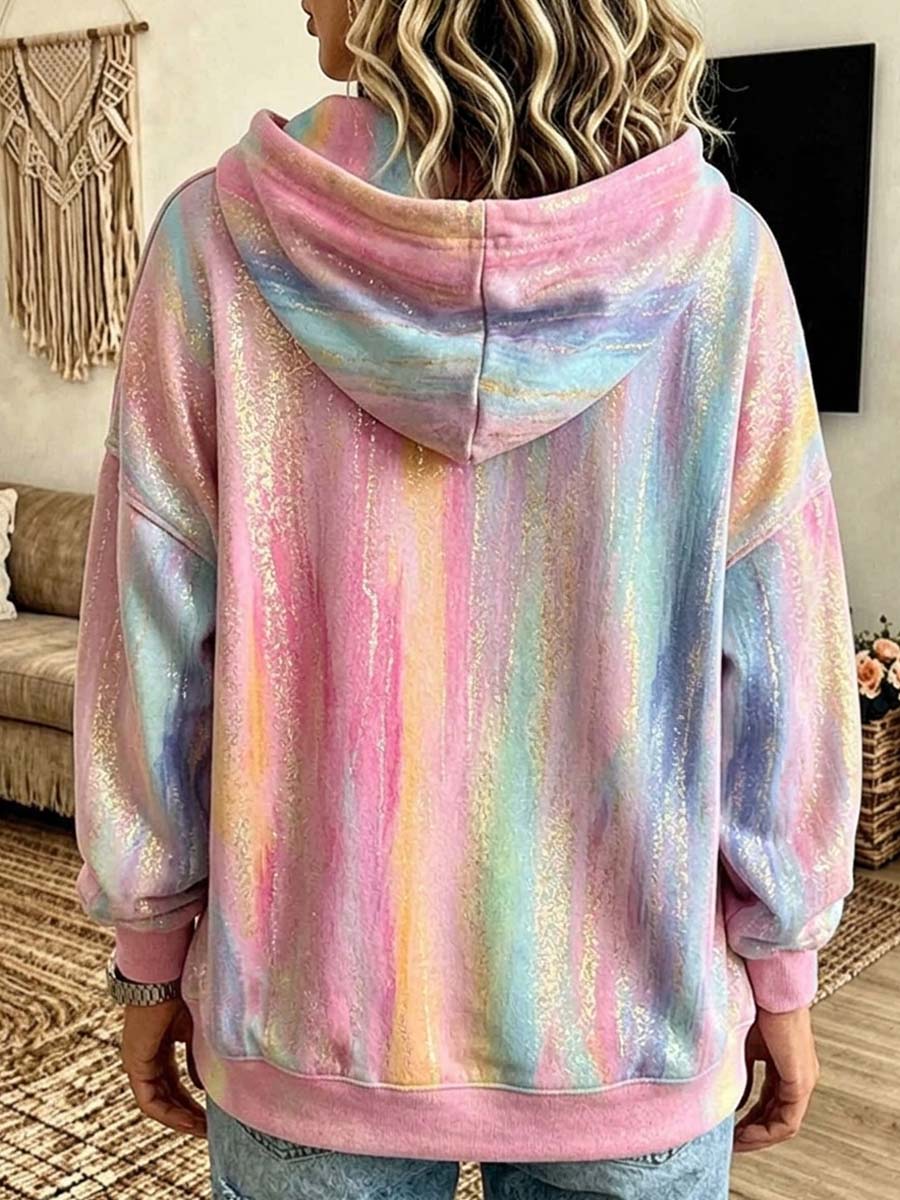 Women's Abstract Print Loose-fit Long-sleeve Hoodie