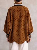 Schicker, gepunkteter Cord-Pullover mit Reißverschluss