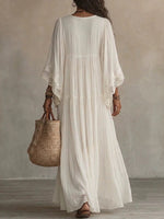 Maxi abito in pizzo patchwork e chiffon accogliente e romantico