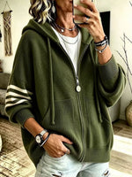 Oversized Knit Hoodie With Drawstring