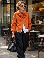 Chaqueta estilo suéter con cremallera asimétrica naranja urbana elegante