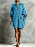 Relaxed-fit Ribbed Knit Dress With Batwing Sleeves