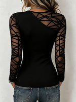 Sleek Geometric Mesh Accented Top