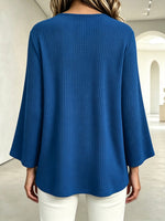 Chic Casual Asymmetric Hem Waffle Knit Top
