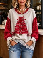 Lässiges, gepunktetes Weihnachtsbaum-Sweatshirt