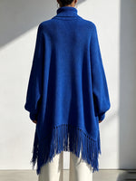 Striking Cobalt Fringe Turtleneck Sweater