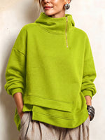 Modern Asymmetric High-Neck Casual Sweatshirt