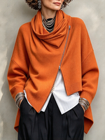 Chaqueta estilo suéter con cremallera asimétrica naranja urbana elegante