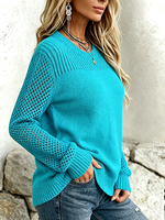 Cozy Textured Open-knit Sleeves Sweater