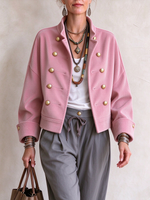 Chaqueta de pana de moda elegante con doble botonadura