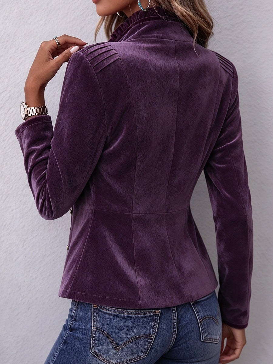 Chaqueta vaquera de ante sintético de inspiración vintage con ribete de volantes