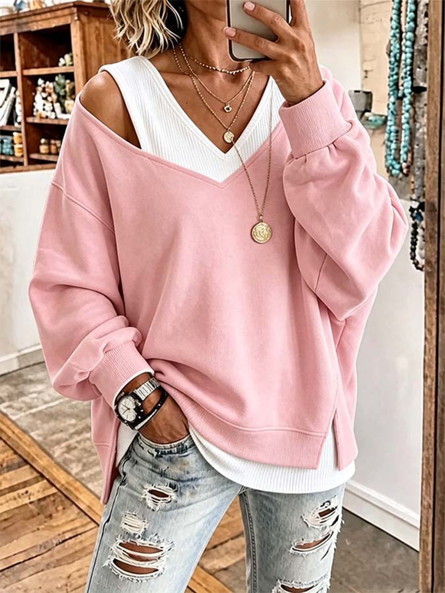 Chic Layered Cold Shoulder Sweatshirt