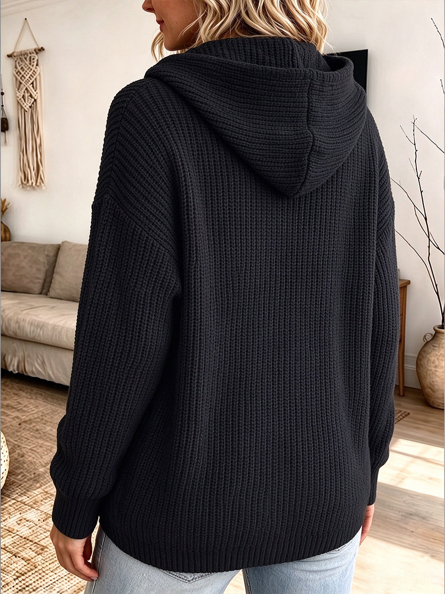 Comodo pullover lavorato a maglia con chiusura a portafoglio