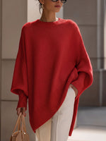 Women's Solid Color Round Neck Long-sleeved Casual Loose Knit Sweater