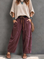 Casual Harem Pantalonoj Kun Elasta Talio