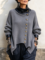 Gemütliche, stilvolle Strickjacke aus Kunstleder