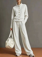 Casual And Comfortable Cotton Sweatshirt Cardigan And Pants Two-piece Set