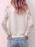 Women's Solid Color Stand Collar Long Sleeve Casual Loose Lace-trimmed Cardigan