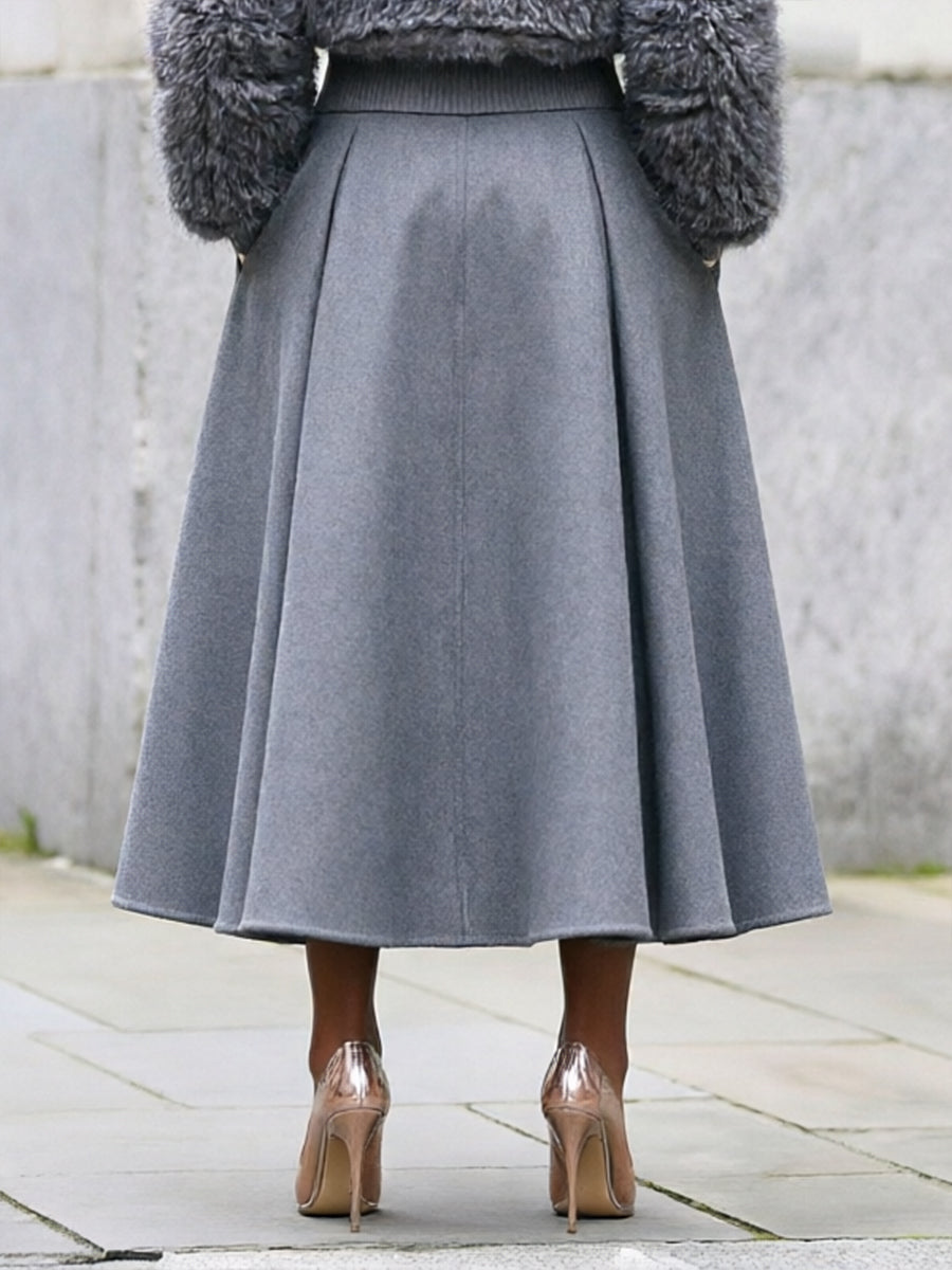 Chic Wool-blend A-line Midi Skirt