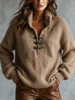 Cozy Chic Metal Buckle Oversized Knit Top