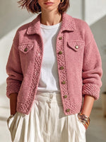 Casual Collared Chunky-knit Cardigan