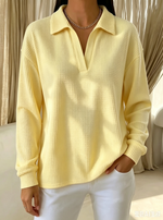 Cozy Chic Soft Waffle-knit Polo Top