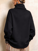 Schickes Sweatshirt mit Wasserfallausschnitt und Strass-Kordelzug