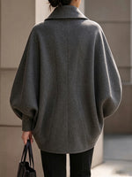 Chic Sculptural Lantern Sleeve Woolen Coat