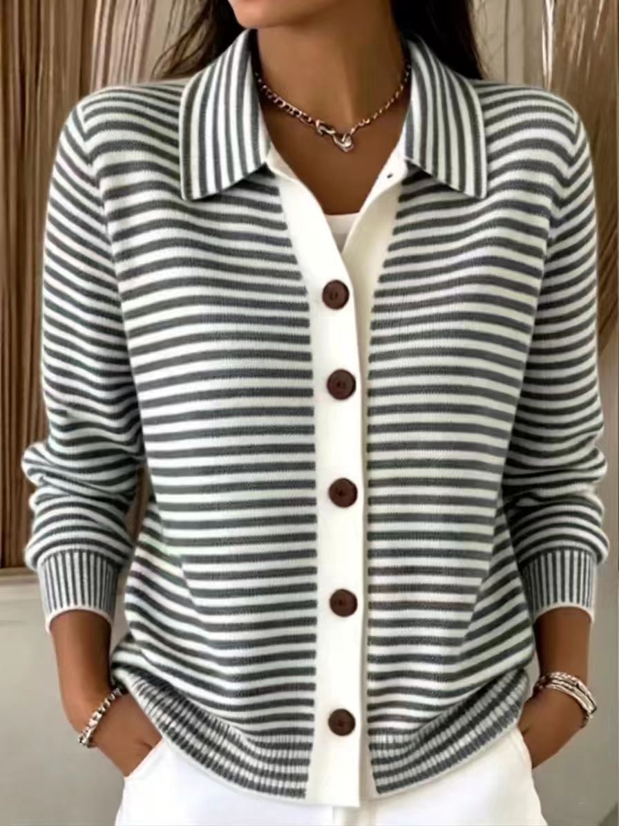 Cozy And Casual Striped Knit Cardigan