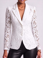 Women's Solid Color Lace-up Long-sleeved Casual Loose Lace Blazer