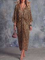 Women's V-neck Long-sleeved Casual Loose Printed Dress