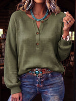 Cozy Waffle Knit Henley Top