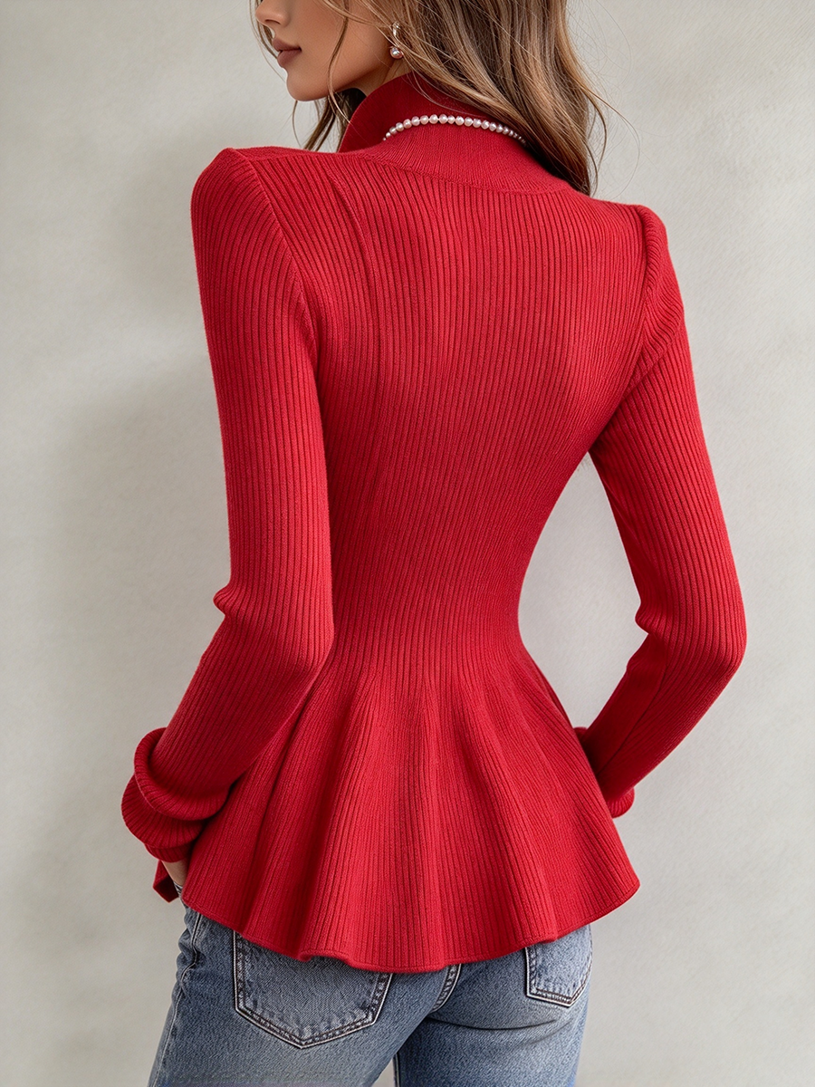 Top peplo a costine asimmetrico elegante ed elegante