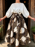 Elegant Vintage-inspired Floral Pleats Midi Skirt