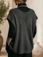 Bohemian Turtleneck Knit Top And Knit Vest Two-piece Set