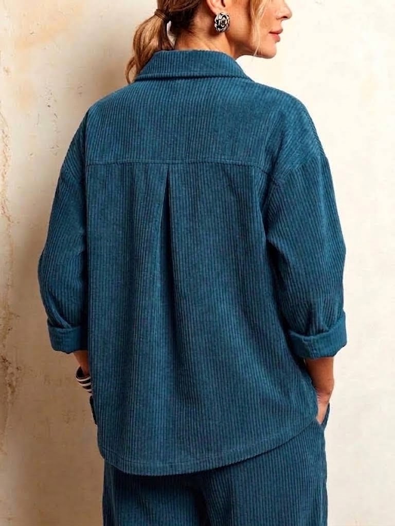 Collared Diagonal Button Corduroy Jacket