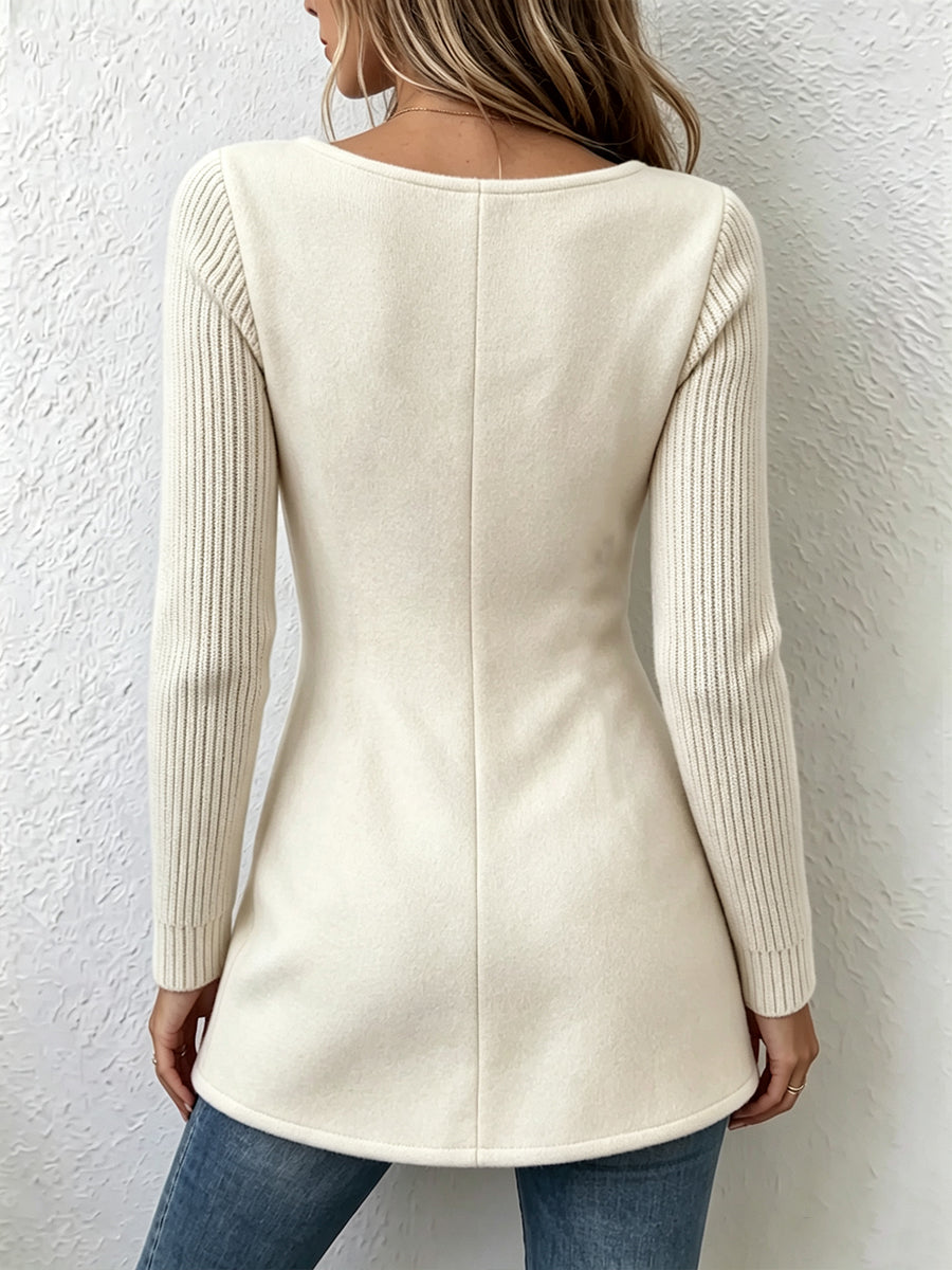 Cozy Double-breasted Square Neck Woolen Jacket