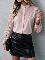 Vintage Floral Crochet Lace Long Sleeve Top