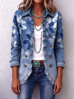 Boho-chic Vintage-inspired Floral Ruffle Jacket