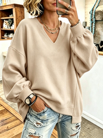 Casual Oversized Cozy Striped Sweatershirt