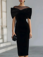 Eleganta Velura Bow Midi Jupo