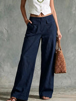 Women's Solid Color High-waisted Casual Loose Cotton Linen Wide-leg Pants