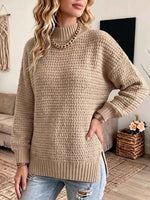 Women's Solid-color Turtleneck Long-sleeve Loose-fit Knit Top