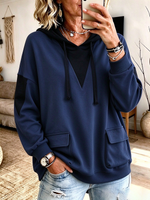 Sudadera con capucha informal y elegante con bloques de color