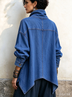 Neformala Denim Malsimetria Buton-supren Jako