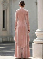 Elegant And Luxurious Velvet High-neck Top And Trousers Set